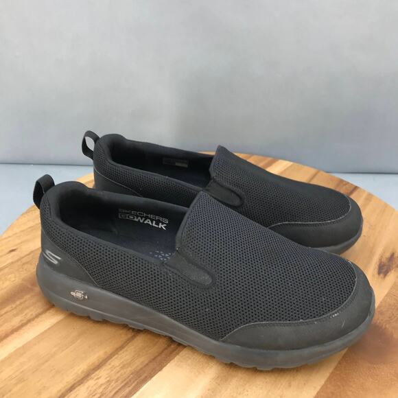 Skechers Go Walk Max Walking Shoes Men 7.5 Extra Wide Black Knit Slip On Low Top - Picture 1 of 10